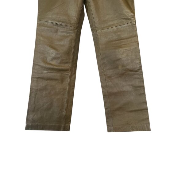 Vintage Gap Real Leather Bootcut Pants Women 10 Dark Green Western Cowgirl Grung - Picture 11 of 16